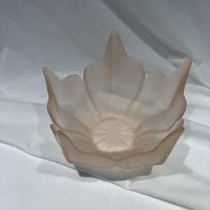 Vtg Viking Glass Stockholm Lotus Bowl Pink Satin 5 Petal MCM Candy Dish